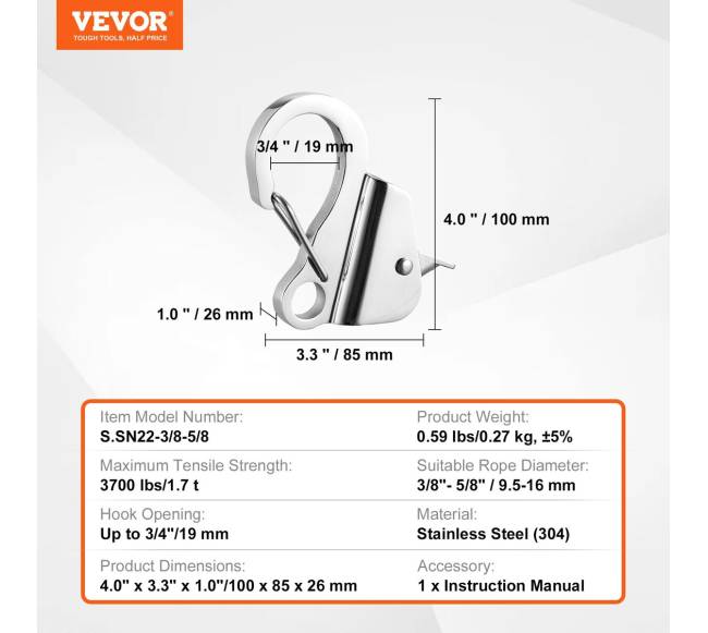 Nerūdijančio plieno inkarinis kablis su greitu atleidimu6