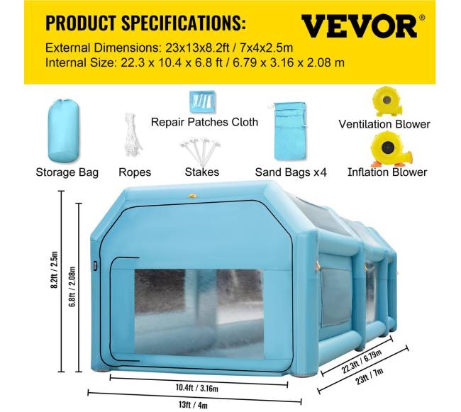 Pripučiama purškimo kabina dažymui su 2 pūstuvais6