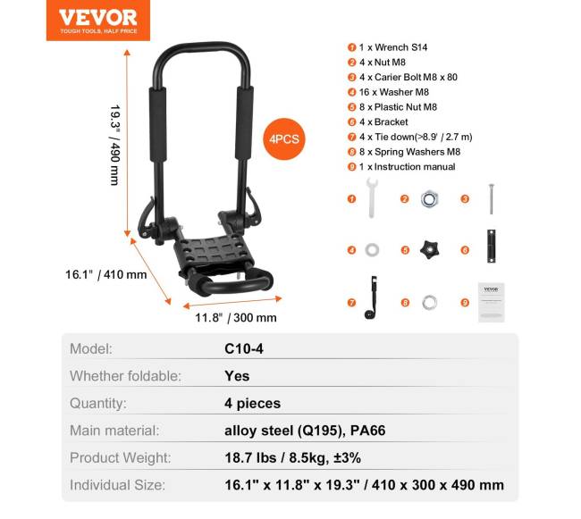 Dviguba J-formos kajakų stogo bagažinė6