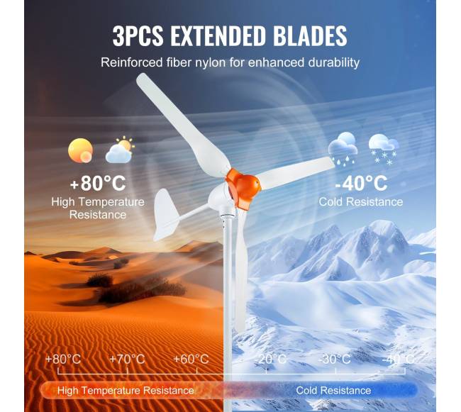 800W vėjo turbinų generatorius 12V su 3-menčių komplektu5