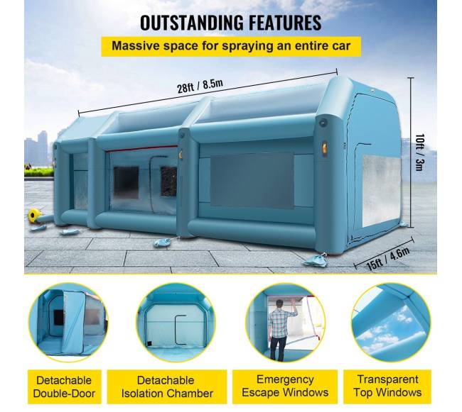 Pripučiamas dažymo tentas su filtru 8,5x4,6x3 m3