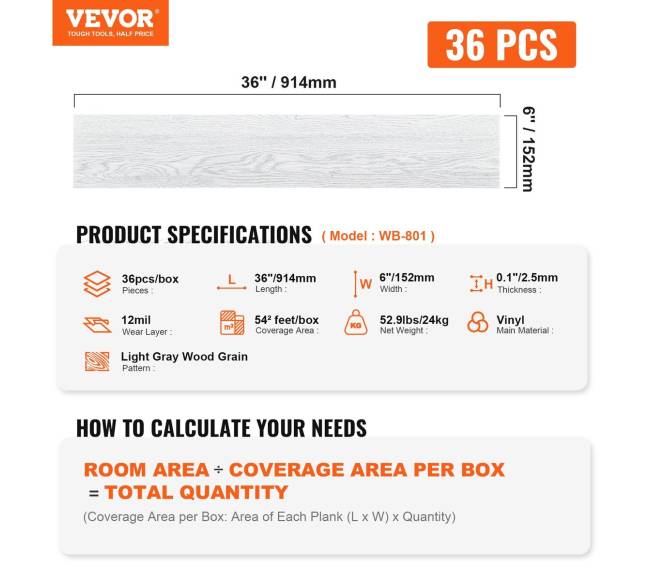 Lipnios vinilinės grindų plytelės 36 vnt 2,5 mm storio šviesiai pilkos medienos tekstūra6
