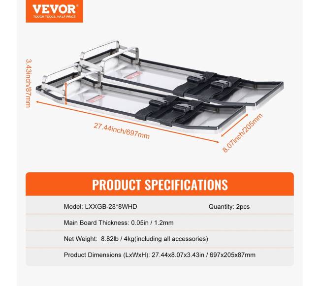 Nerūdijančio plieno betoninė kelių lenta 71x20 cm6