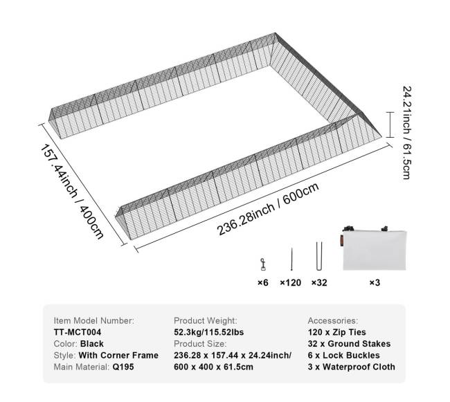 Vištų tuneliai 600 x 400 x 61.5 cm6
