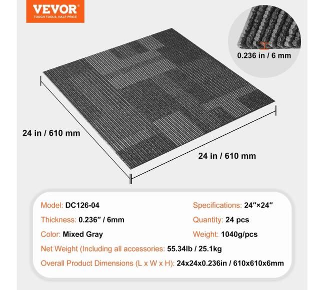 Kiliminės plytelės su paminkštinimu, 24x24 col. pilka6