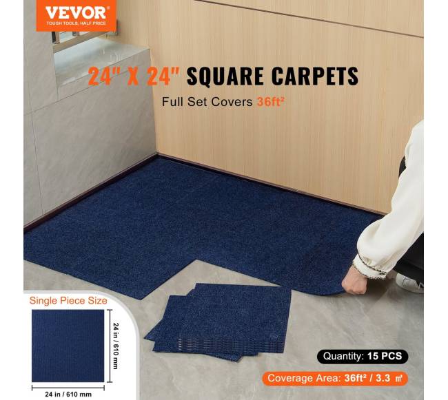 Lipni kiliminė plytelė, 61x61 cm, 15 vnt., mėlyna1