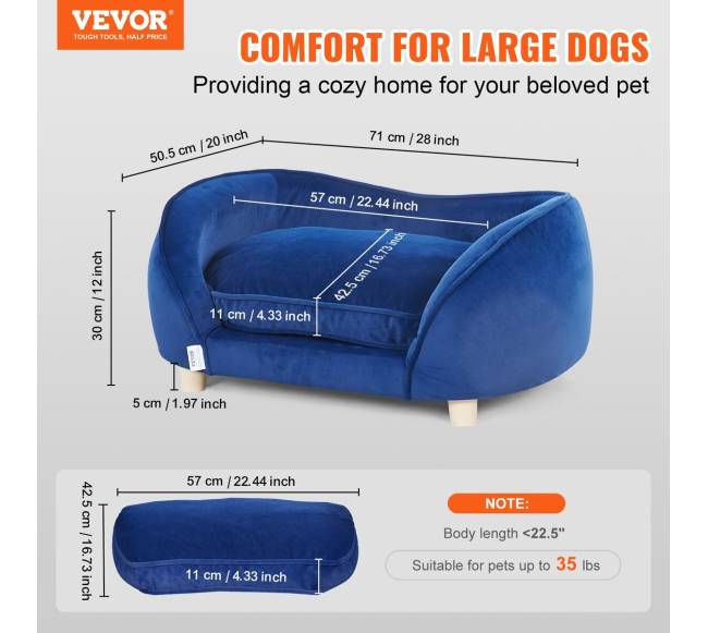 Tamsiai mėlyna augintinio sofa, 37 kg svoris1