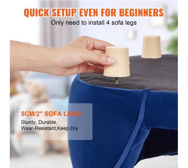 Tamsiai mėlyna augintinio sofa, 37 kg svoris4