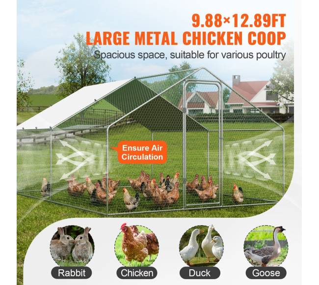 Metalinis vištų aptvaras su nuo lietaus apsaugančiu danga3