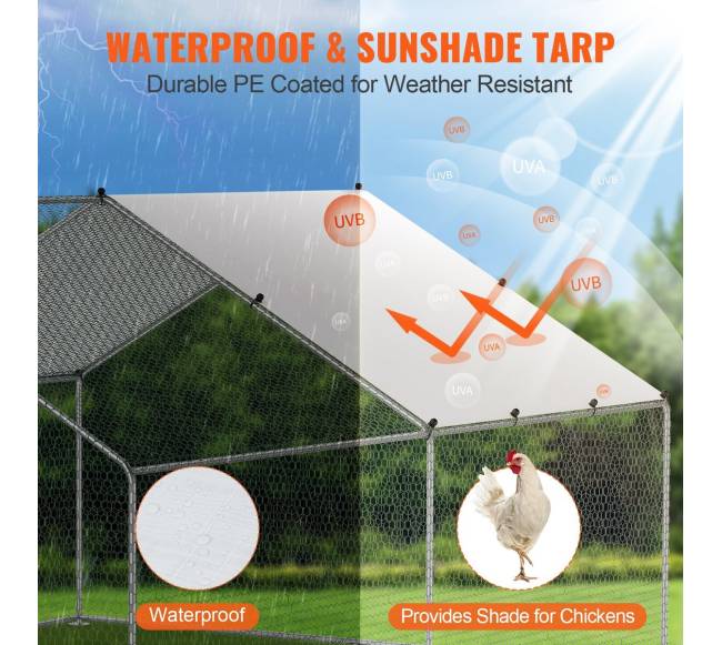 Metalinis vištų aptvaras su nuo lietaus apsaugančiu danga4