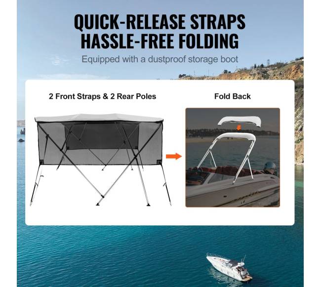 Biminio valties tentas su tinklo šonais, pilkas3