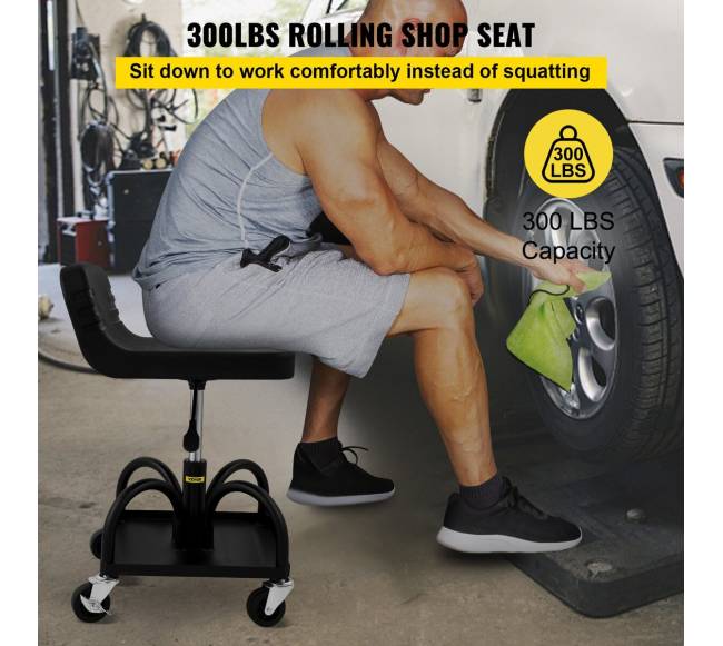 Reguliuojama garažo kėdutė su ratukais, 135 kg1