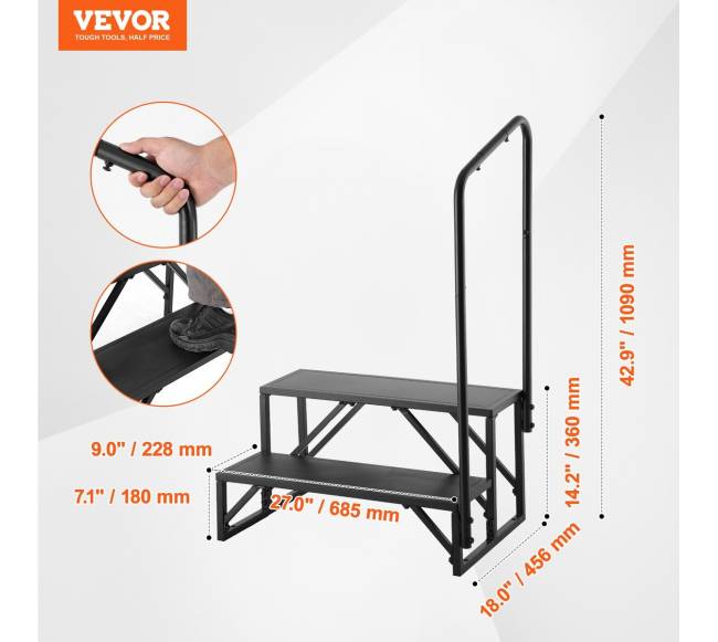 Dviejų pakopų RV laipteliai su turėklu6