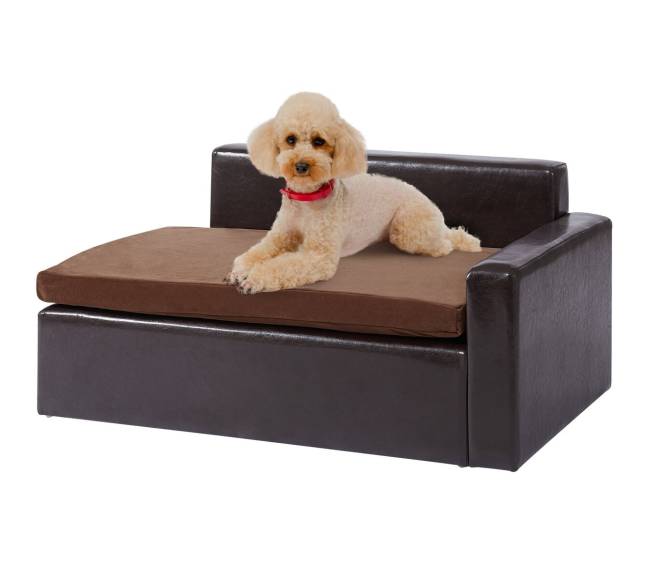 Šunų ir kačių sofa iš odos, juoda0