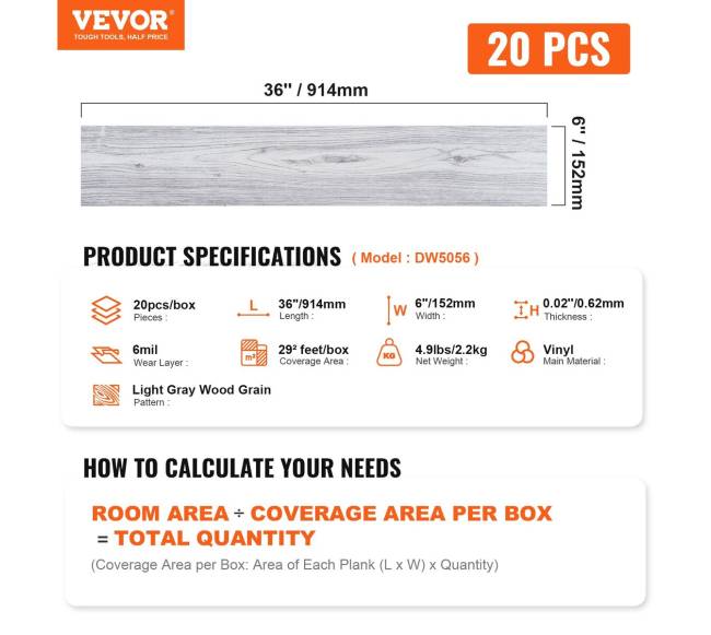 Lipnios vinilinės grindų plytelės šviesios pilkos spalvos6