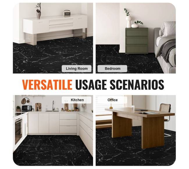 Lipnios vinilinės grindų plytelės juodas marmuras5