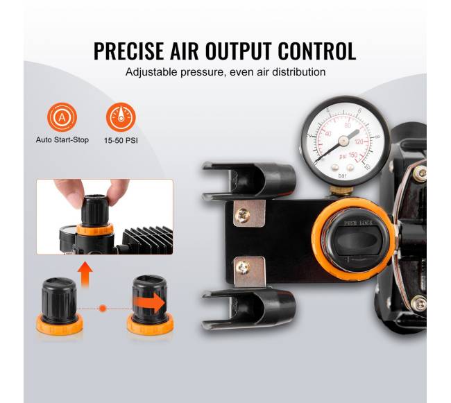 Aerografų rinkinys su kompresoriumi ir 3 aerografais3