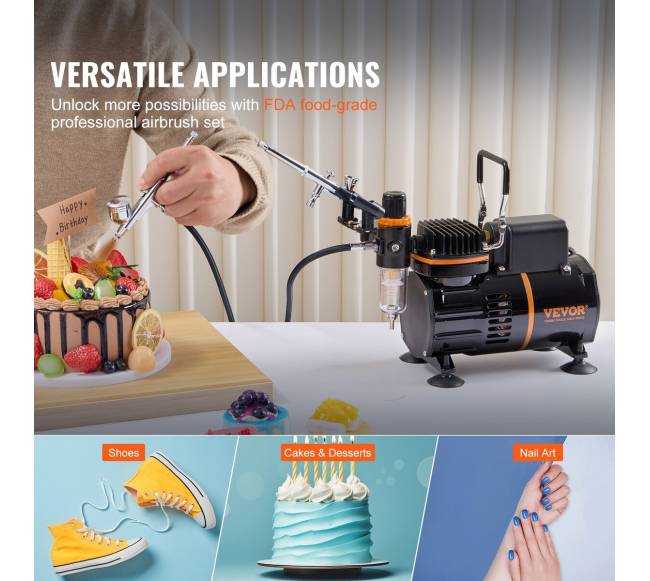 Aerografų rinkinys su kompresoriumi ir 3 aerografais5