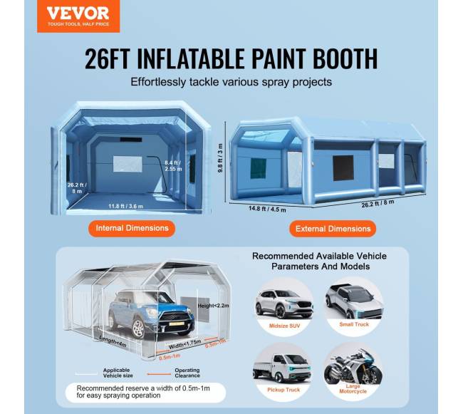 Pripučiama dažymo kamera, 8 x 4.5 x 3 m1