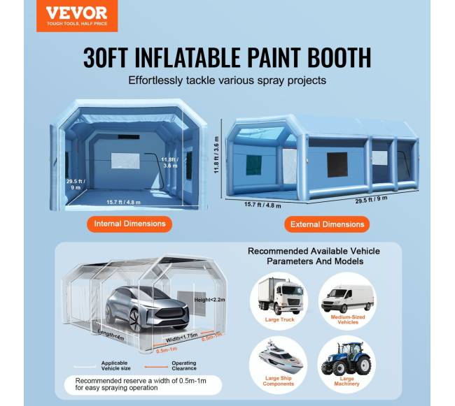 Pūtiška dažymo kabina 9 x 4.8 x 3.6 m1