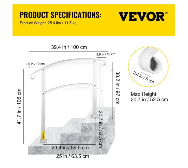 3 laiptų lauko turėklai baltos spalvos6