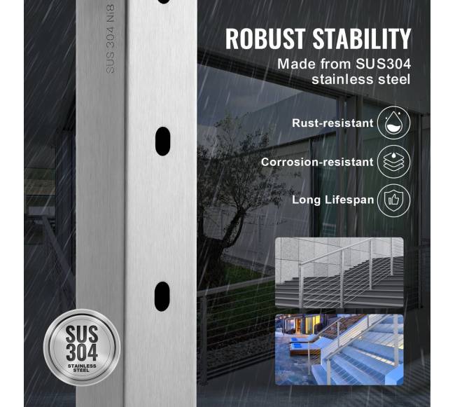 nerūdijančio plieno turėklo stulpelis 91 cm2