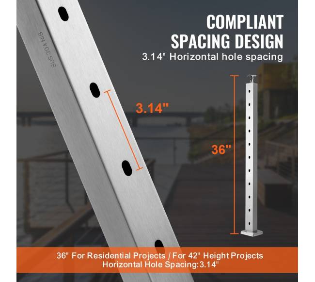 nerūdijančio plieno turėklo stulpelis 91 cm3