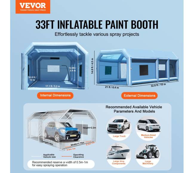 Pripučiama dažymo kabina, 10 x 6.4 x 4.5 m1