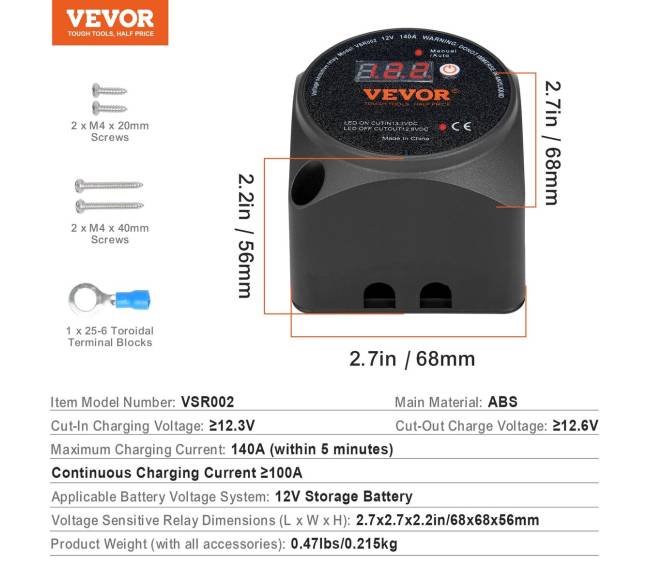 Baterijų izoliatorius su įtampos jutikliu 12V6