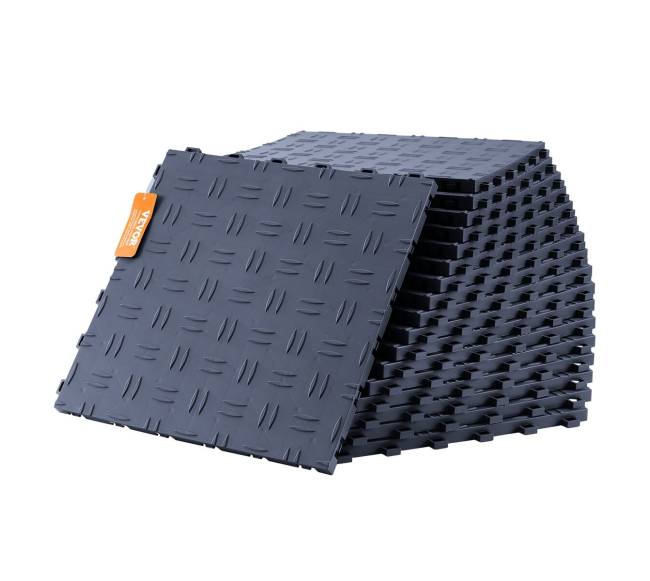 Grafiniai pilki tarpusavyje susisiekiantys garažo plytelės0