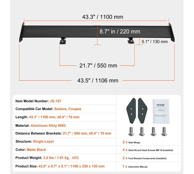 GT universalus aliumininis galinis spoileris6