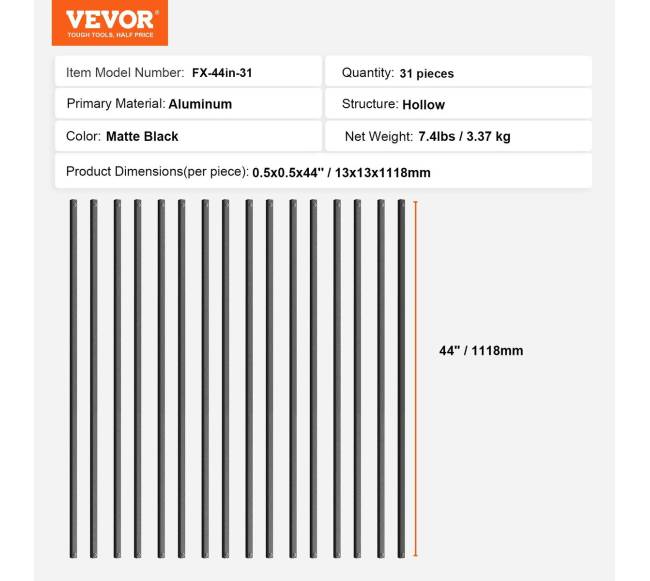 Laiptų turėklai, 13x111 cm juodo aliuminio6