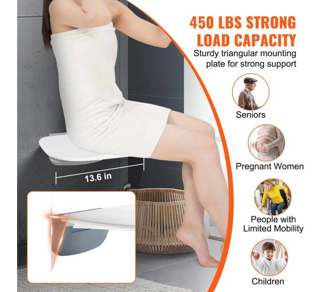 Sulenkiama dušo sėdynė 34.5cm x 32.5cm sieninė2