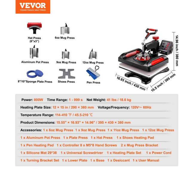 Šilumos presas 28 x 38 cm, 11 viename rinkinys6