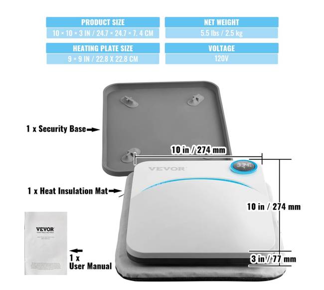 Šiluminis presas 9 x 9 colių sublimaciniams marškinėliams6