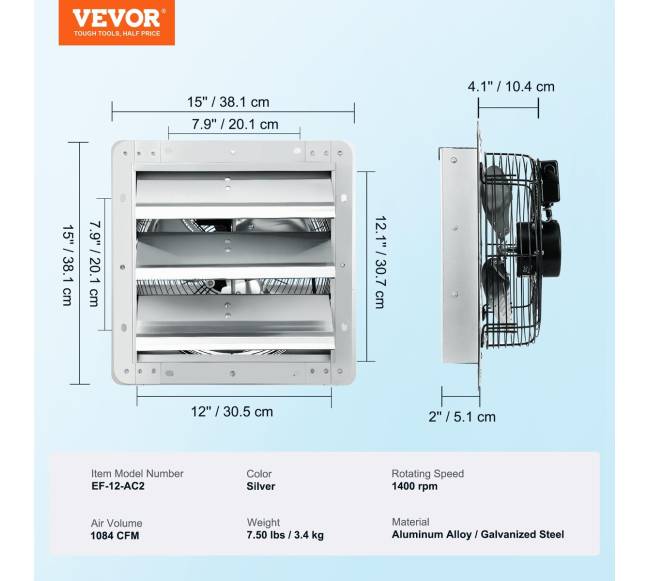Sieninis ventiliatorius su sklendėmis 305 mm6