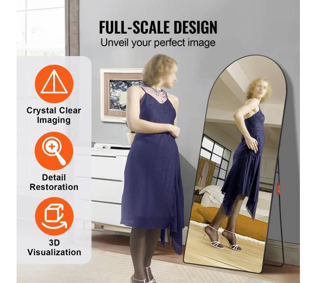 Lenktas pilno ilgio veidrodis 180 x 81 cm2