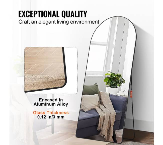 Lenktas pilno ilgio veidrodis 180 x 81 cm3