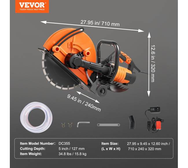 14 colių elektrinis betono pjūklas su vandens pompa6