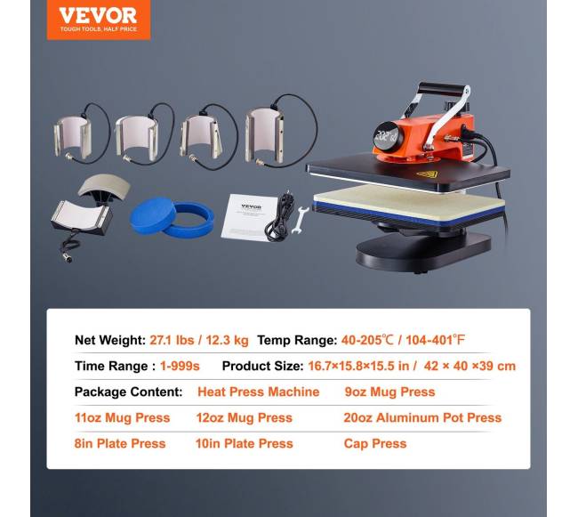 Šilumos spaudimo įrenginys 12x15 cm 8in16