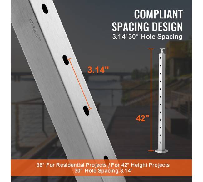 Turėklų stulpas su kampu 303