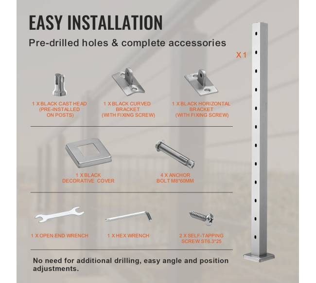 Turėklų stulpas su kampu 305