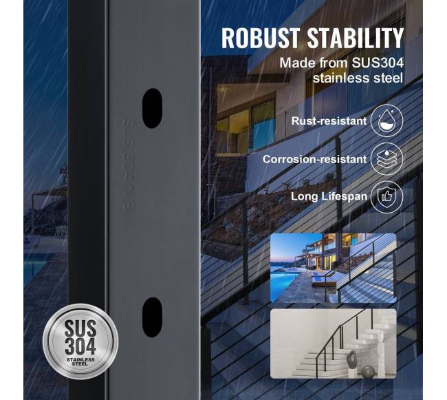 juodas kabelių turėklų stulpas laiptams2