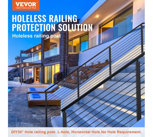 Plieninis turėklas be skylių 91x5x5 cm, juodas1