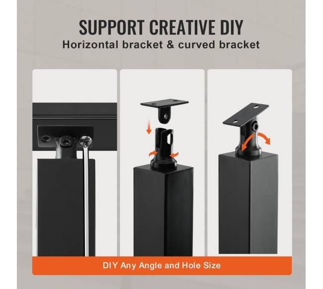 Plieninis turėklas be skylių 91x5x5 cm, juodas4