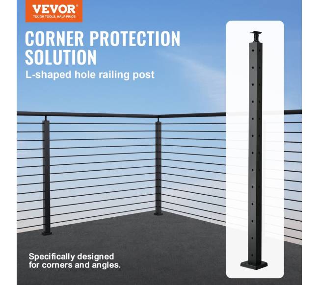 Laiptų turėklų kampinis stulpas 107x2.5x5 cm juodas1