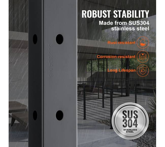 Laiptų turėklų kampinis stulpas 107x2.5x5 cm juodas2