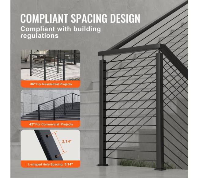 Laiptų turėklų kampinis stulpas 107x2.5x5 cm juodas3