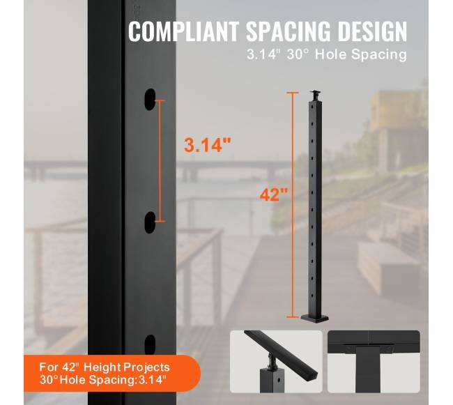 Laiptų turėklų stulpas, juodas3