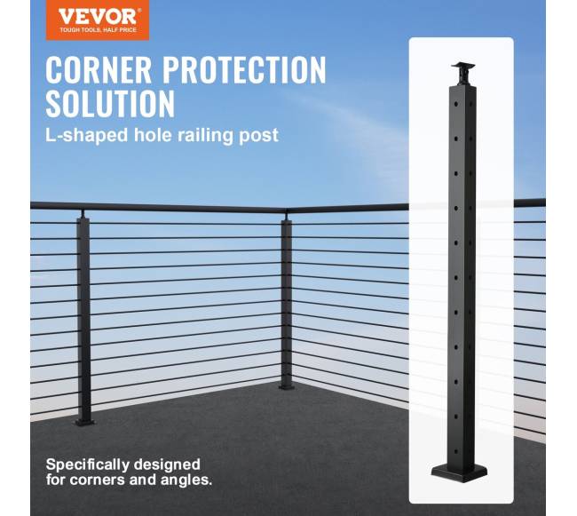 Kampinis L formos turėklas, juodas 1 vnt1